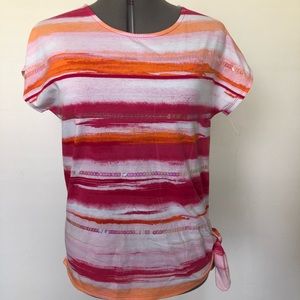 White Stag Womens T.Shirt Size Small 4-6 Sequined Front Side Tie New